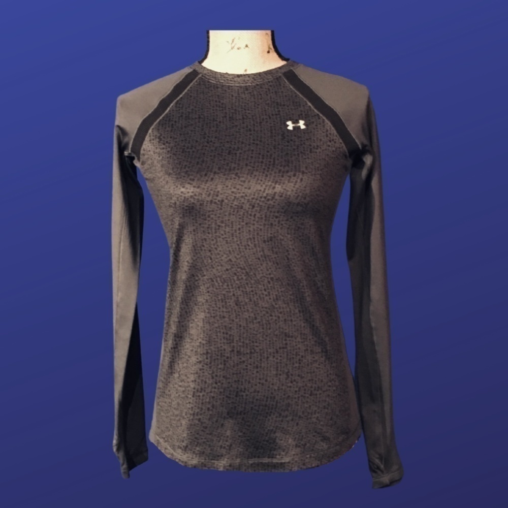 Under ARMOUR ColdGear Women's Training Shirt, CHARCOAL GRAY/BLACK, Size S, EUC